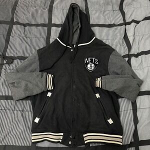 Mitchell & Ness Brooklyn Nets 2nd Quarter Hooded Varsity Jacket HTF Rare Sz 2XL